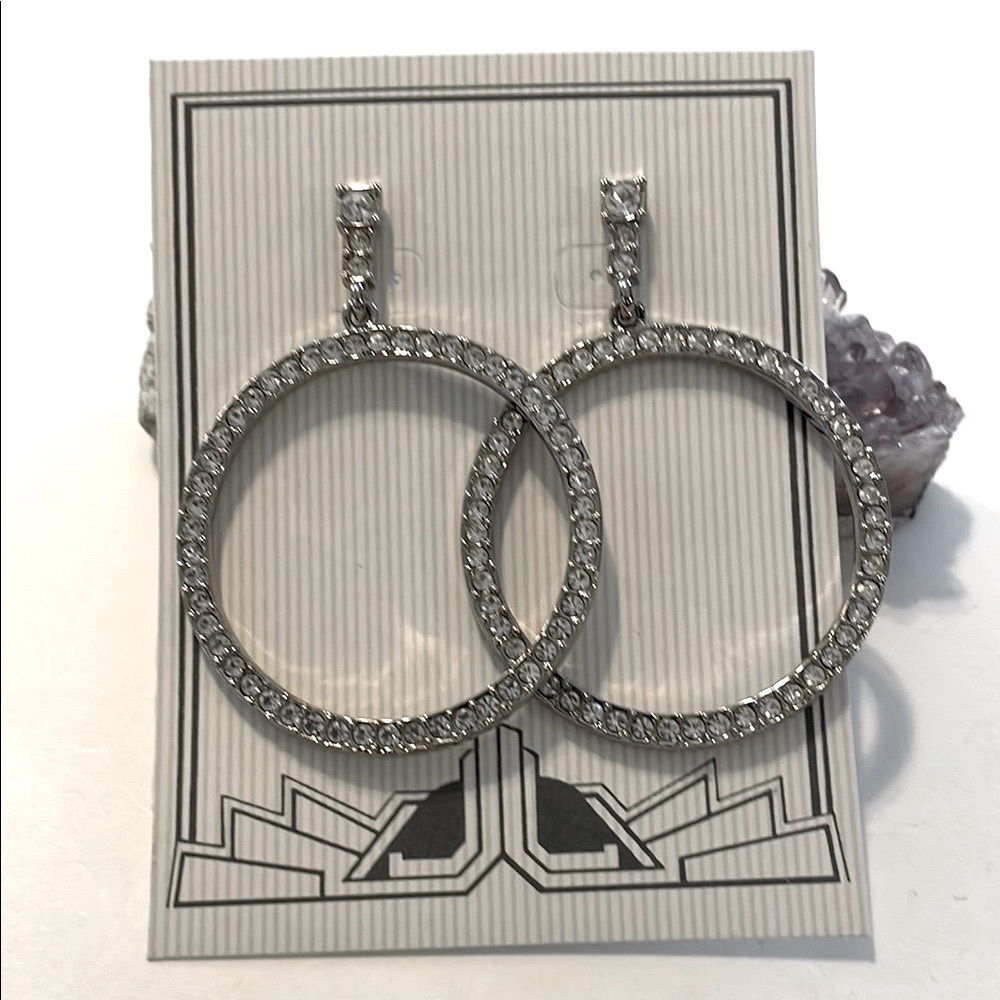 Silverton Rhinestone Large Rhinestone Hoop Style Pierced Earrings
